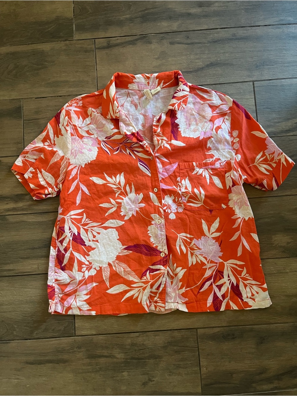 Cynthia Rowley Orange linen pajama top medium